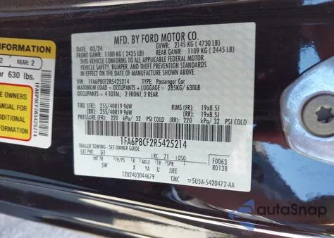 2024 Ford Mustang Gt Premium Fastback z USA, uszkodzony, nr VIN 1FA6P8CF2R5425214